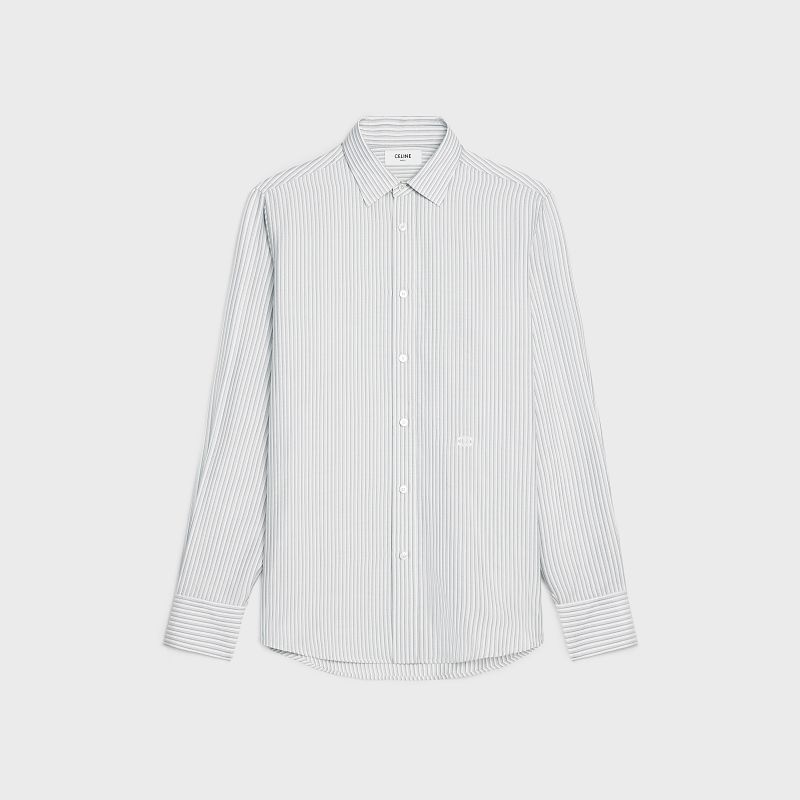 Celine Loose Carnaby In Çizgili Silk Gömlek Çizgili | CL-592172