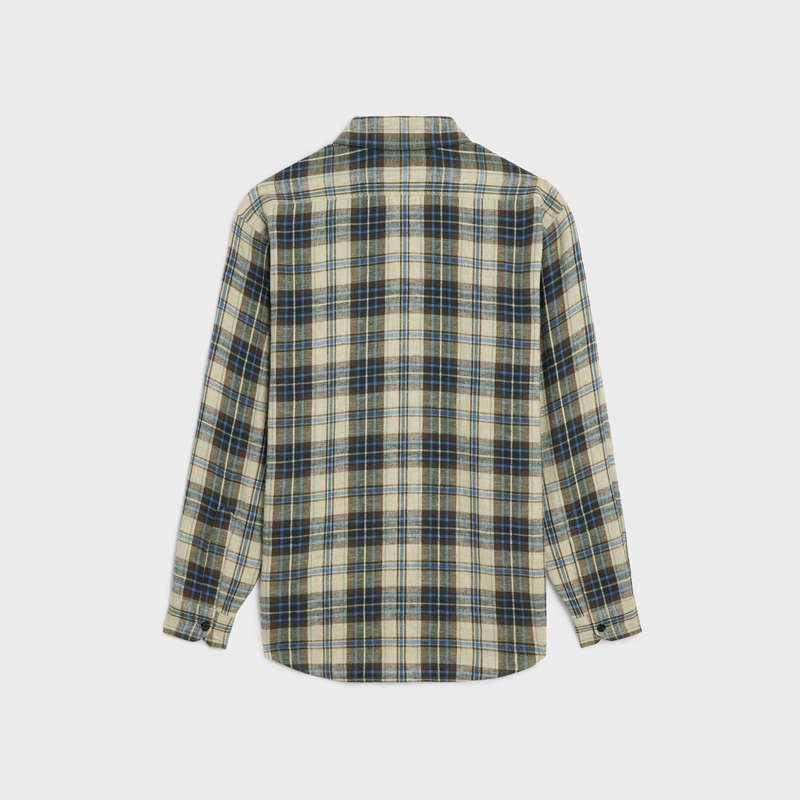 Celine Loose In Checked Pamuklu Gömlek Bej Rengi Bej Rengi | CL-592161
