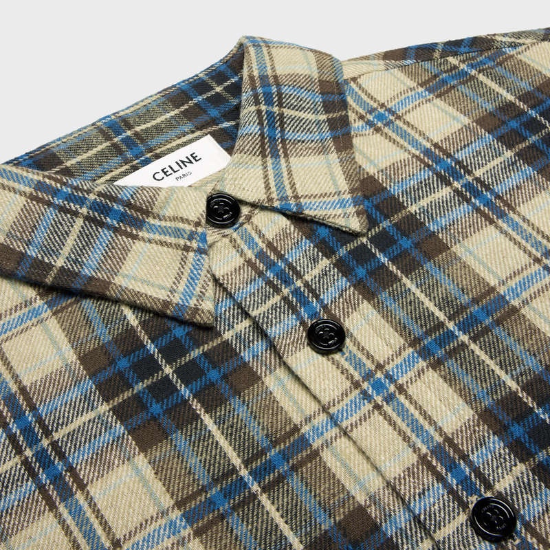 Celine Loose In Checked Pamuklu Gömlek Bej Rengi Bej Rengi | CL-592161