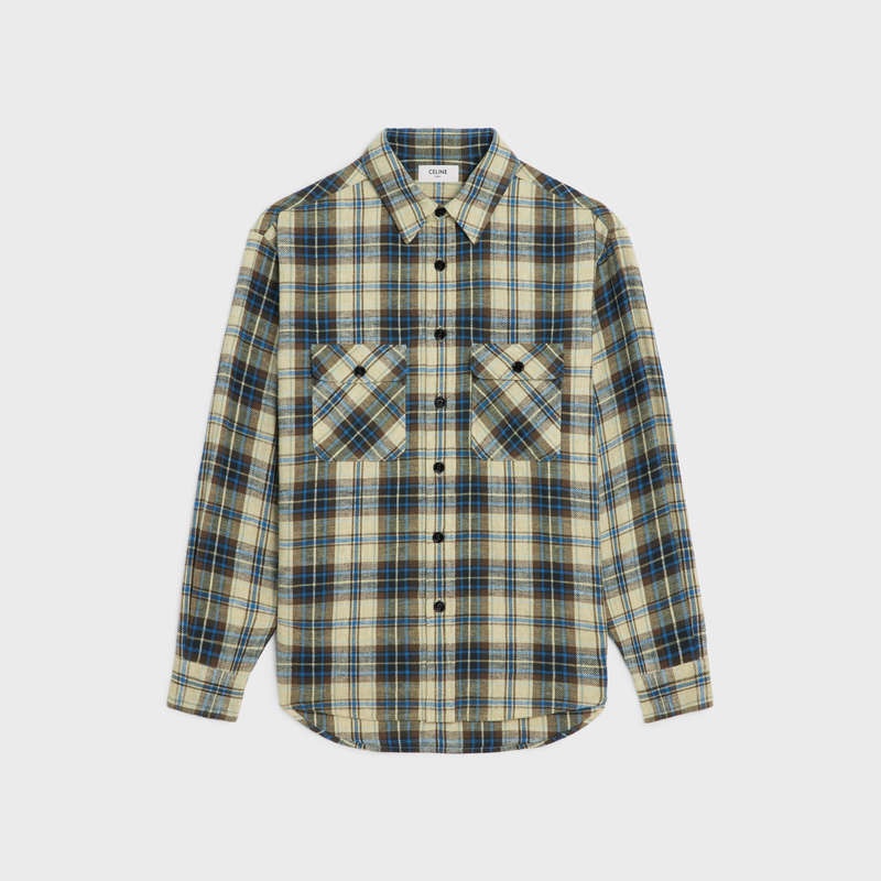 Celine Loose In Checked Pamuklu Gömlek Bej Rengi Bej Rengi | CL-592161