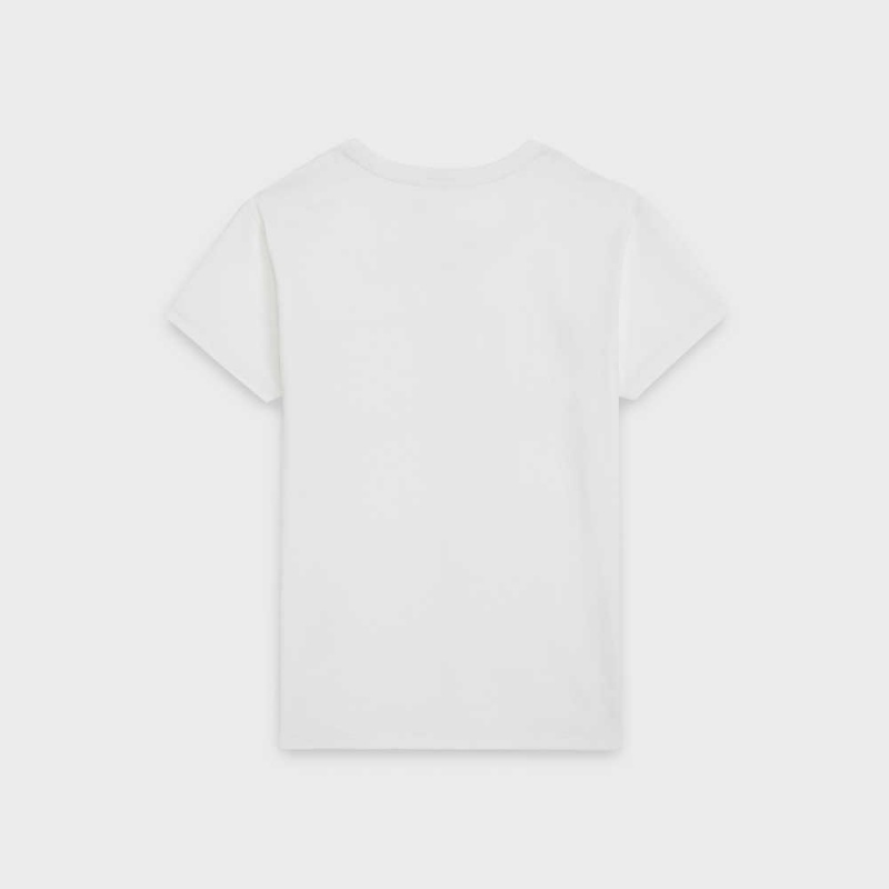 Celine Loose In Pamuklu Jersey T-shirt Beyaz | CL-592795