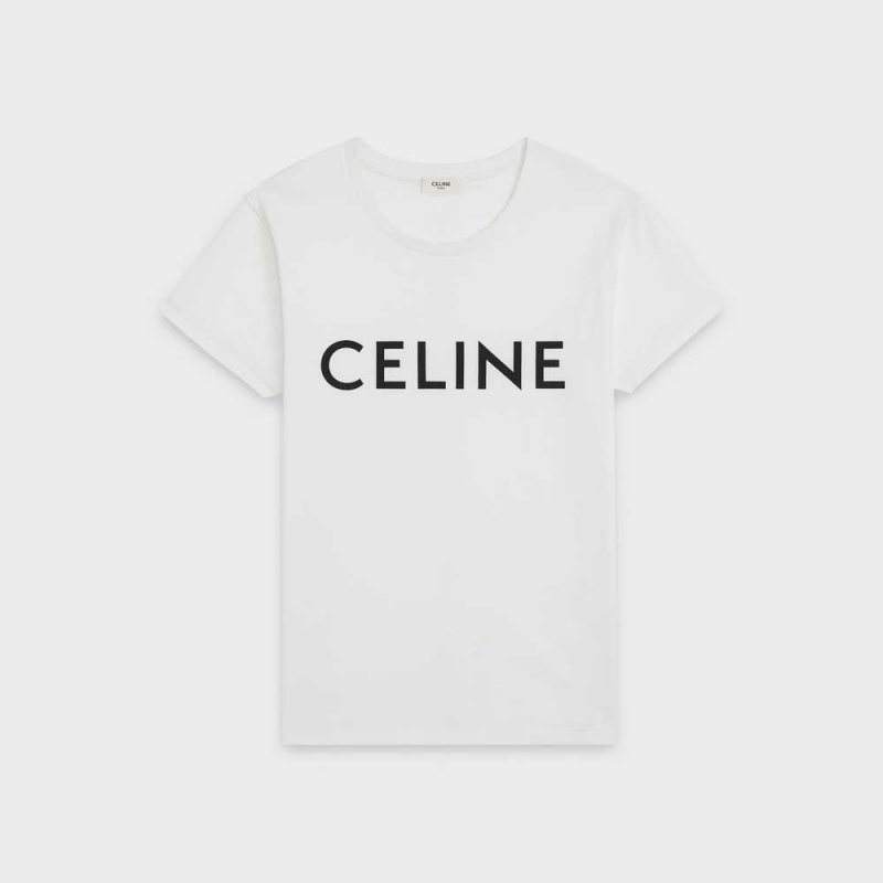 Celine Loose In Pamuklu Jersey T-shirt Beyaz | CL-592795