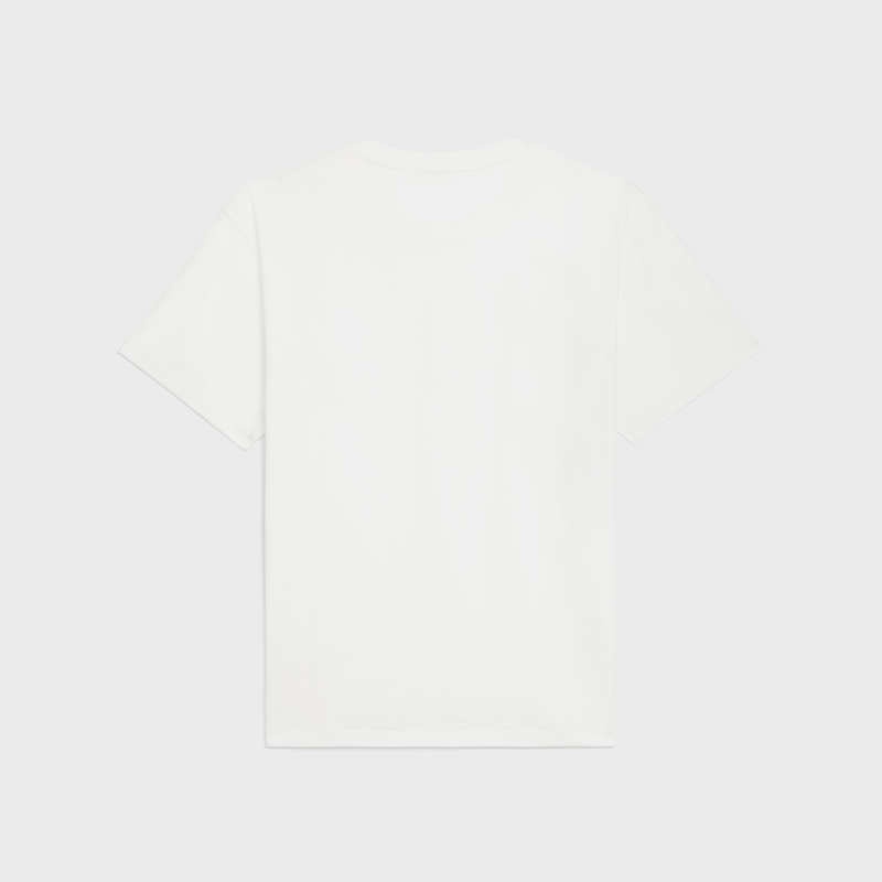 Celine Loose In Pamuklu Jersey With Studs T-shirt Beyaz Gümüş | CL-592140