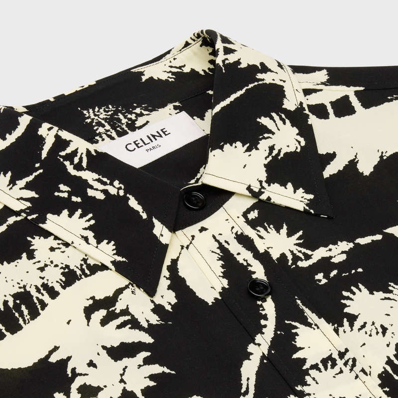 Celine Loose In Printed Viscose Gömlek Siyah | CL-592163