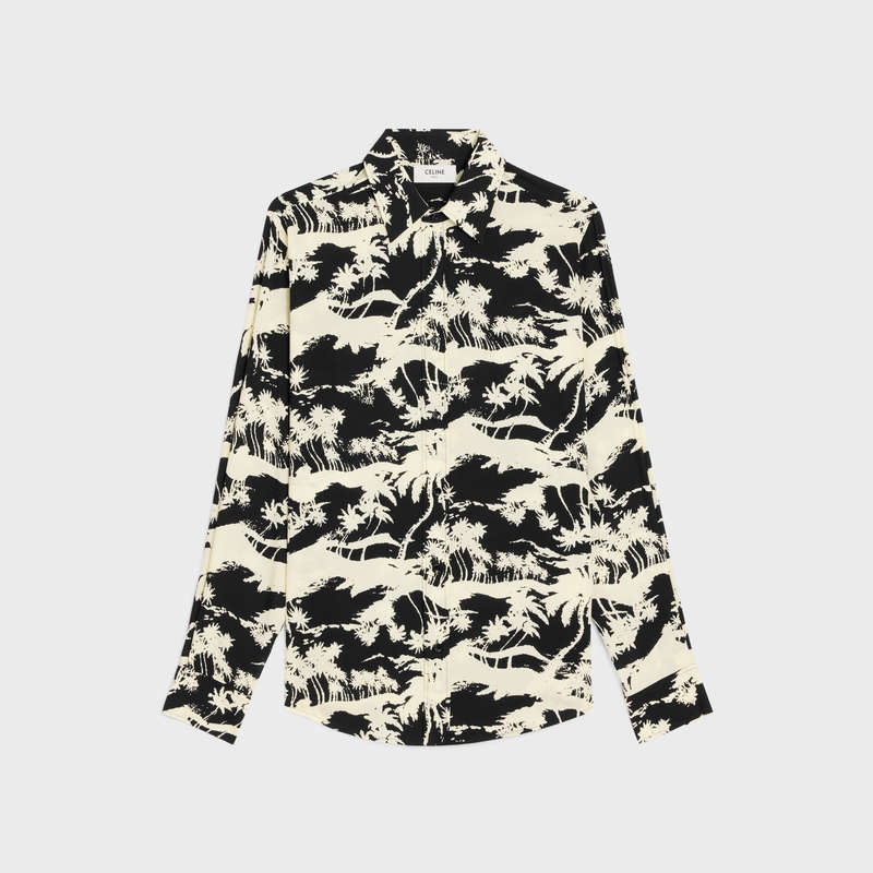 Celine Loose In Printed Viscose Gömlek Siyah | CL-592163