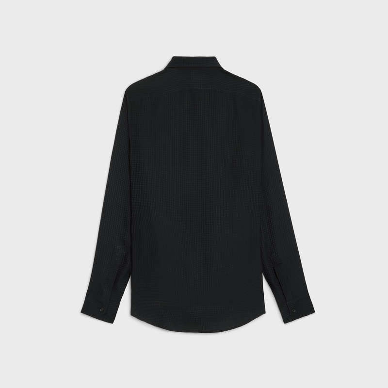 Celine Loose In Shiny Matte Printed Silk Gömlek Siyah | CL-592167