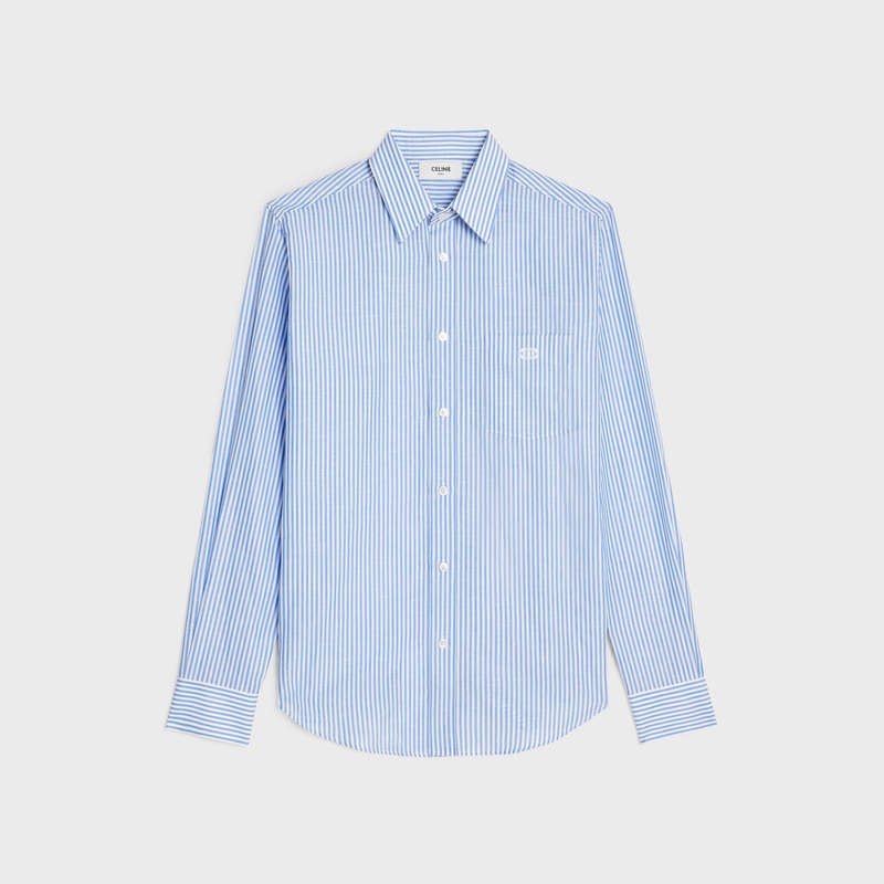 Celine Loose In Çizgili Pamuklu Linen Gömlek Çizgili | CL-592175