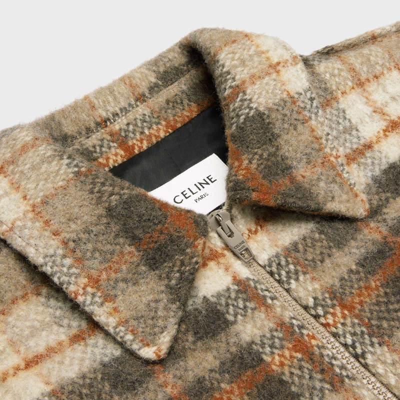 Celine Loose Teddy In Brushed Checked Tweed Blousons Renkli | CL-591940