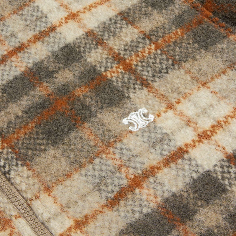 Celine Loose Teddy In Brushed Checked Tweed Blousons Renkli | CL-591940