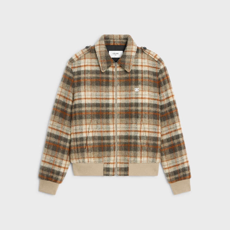 Celine Loose Teddy In Brushed Checked Tweed Blousons Renkli | CL-591940