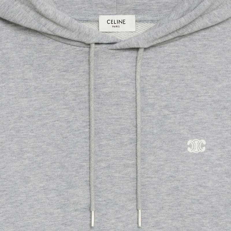 Celine Loose Triomphe Sweatin Pamuklu And Cashmere Tişörtü Gri | CL-592804