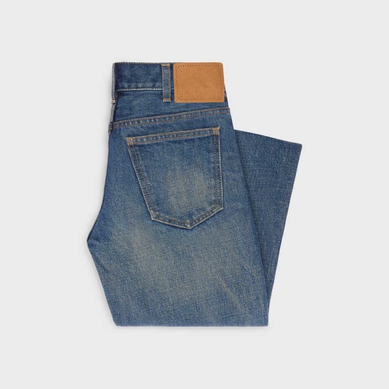 Celine Low Flare Jeans In Dark Union Wash Denim Pantolon Koyu Açık Mavi | CL-592723