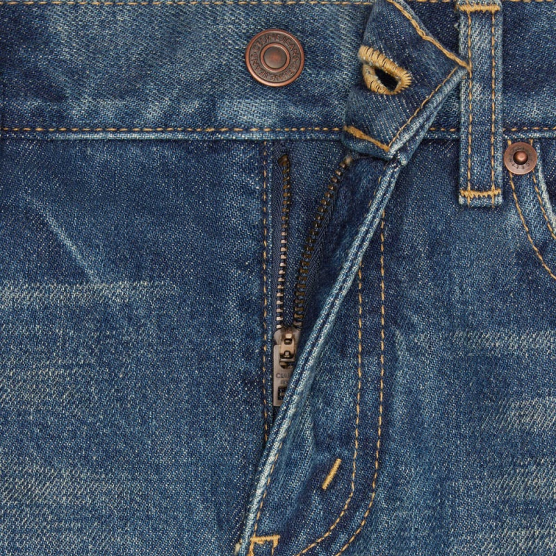Celine Low Flare Jeans In Dark Union Wash Denim Pantolon Koyu Açık Mavi | CL-592723