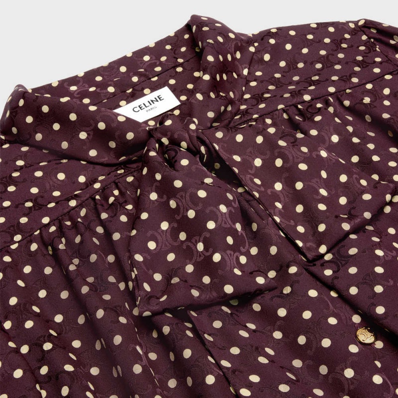 Celine Low LavallièRe In Silk Elbise Bordo | CL-592855