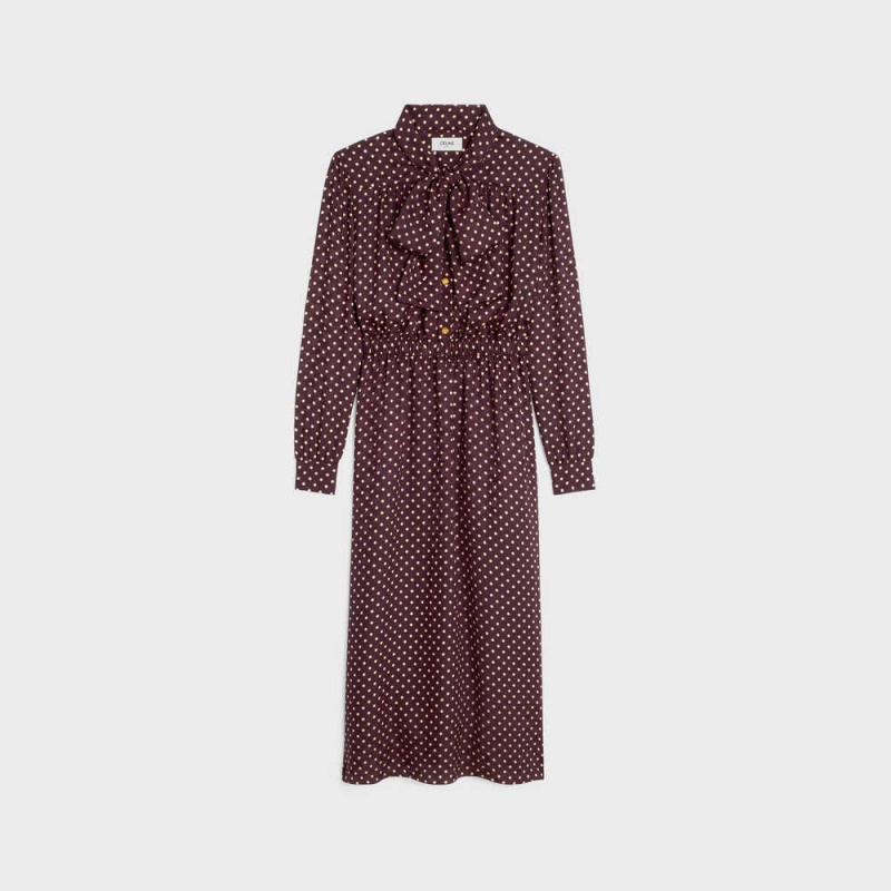 Celine Low LavallièRe In Silk Elbise Bordo | CL-592855