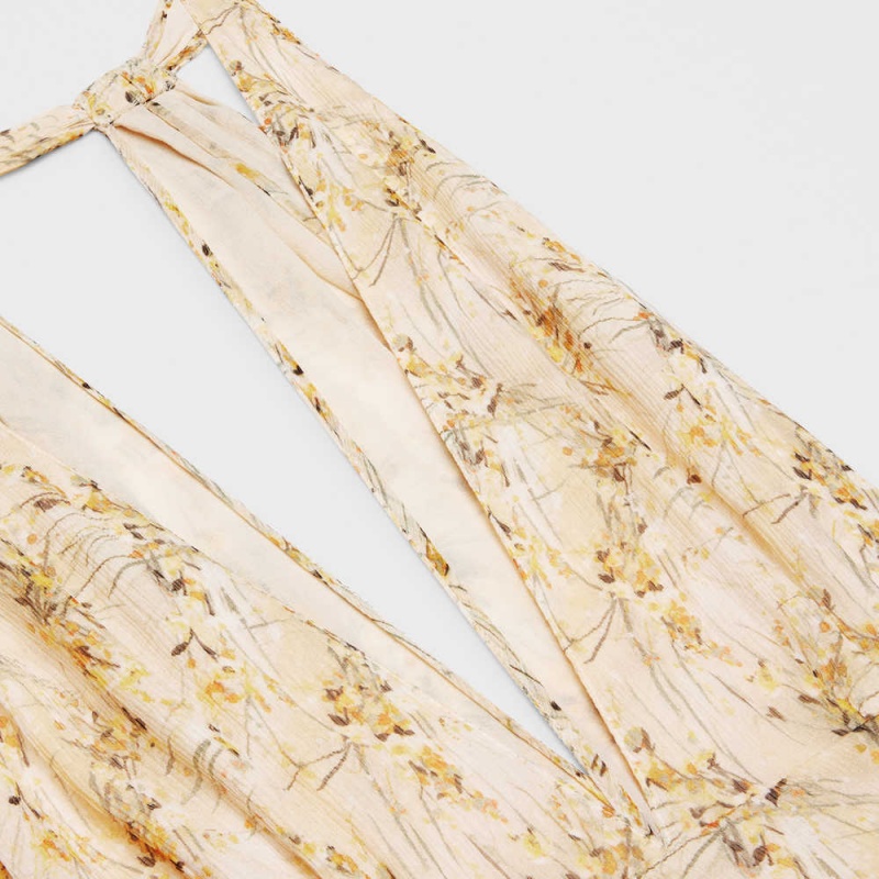 Celine Low-cut Foulard In Silk CrêPe Elbise Kayısı Rengi | CL-592861