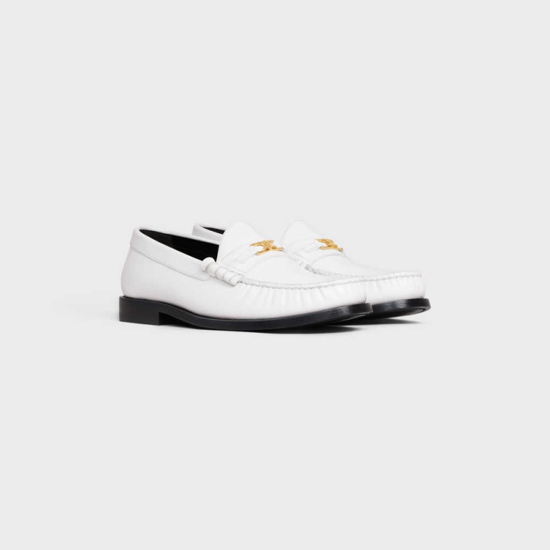 Celine Luco Triomphe In Polished Bullskin Makosen Beyaz | CL-592527
