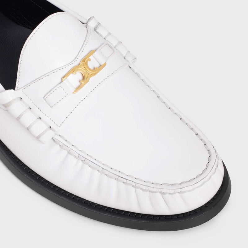 Celine Luco Triomphe In Polished Bullskin Makosen Beyaz | CL-592527