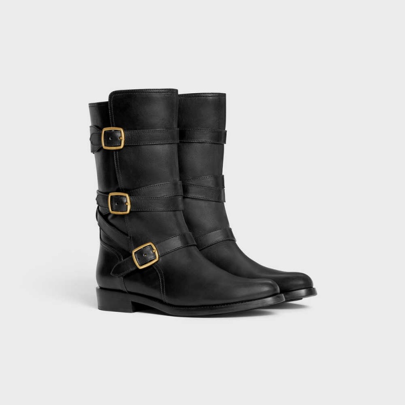 Celine Lyra Triple Buckles In Calfskin Bot Siyah | CL-592500
