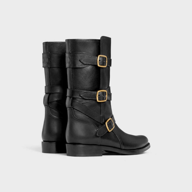 Celine Lyra Triple Buckles In Calfskin Bot Siyah | CL-592500