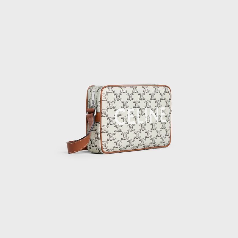 Celine Medium Bag In Triomphe Kanvas With Celine Print Postacı Çantası Kahverengi | CL-591857