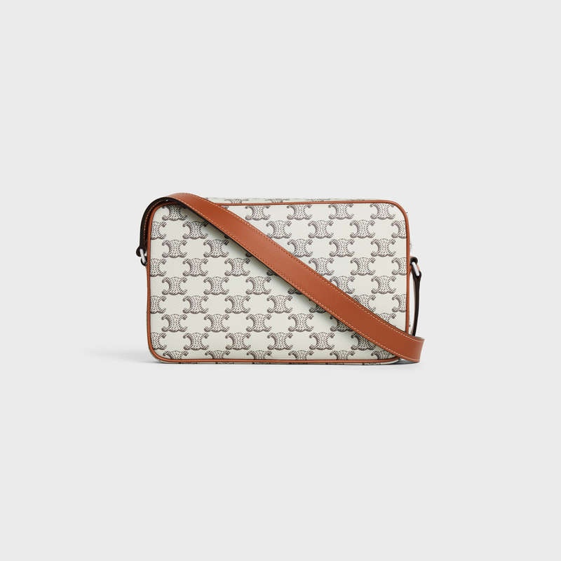 Celine Medium Bag In Triomphe Kanvas With Celine Print Postacı Çantası Kahverengi | CL-591857