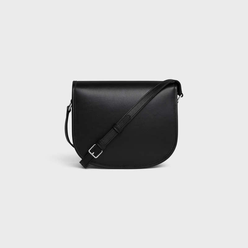 Celine Medium Besace Triomphe In Supple Natural Calfskin Omuz Çantası Siyah | CL-591846