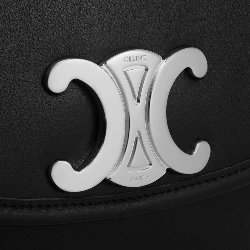 Celine Medium Besace Triomphe In Supple Natural Calfskin Omuz Çantası Siyah | CL-591846