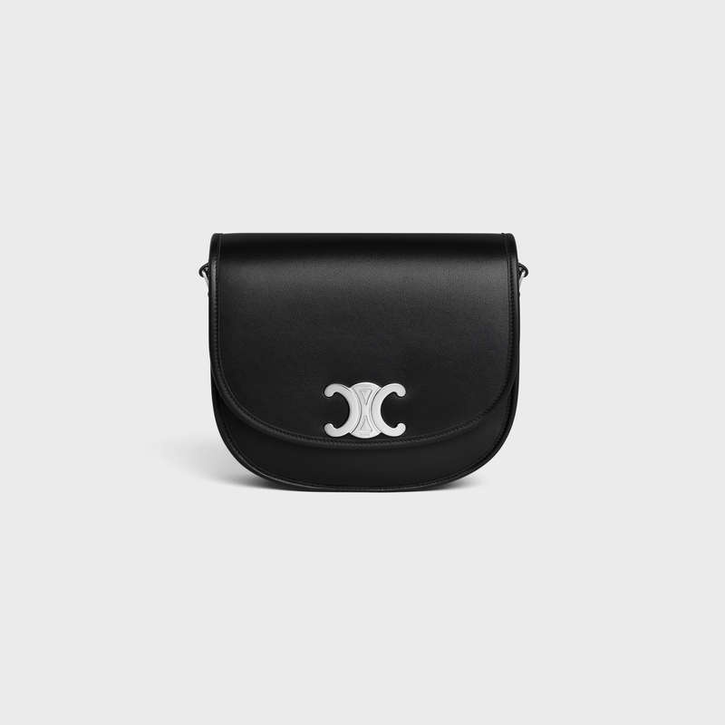 Celine Medium Besace Triomphe In Supple Natural Calfskin Omuz Çantası Siyah | CL-591846