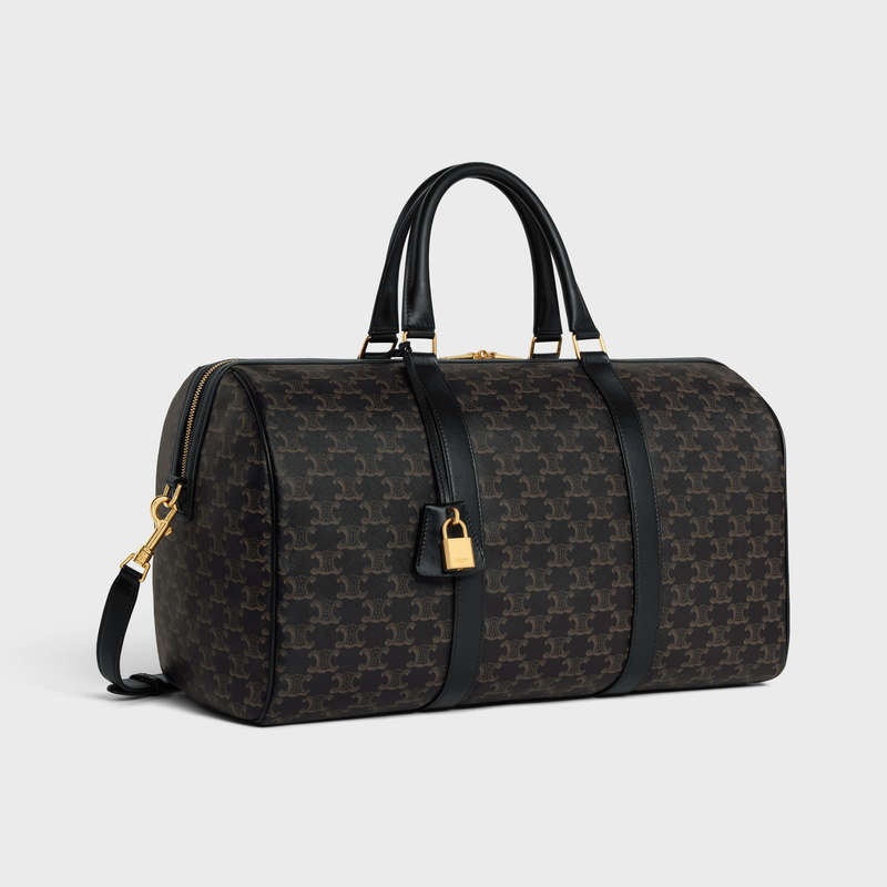 Celine Medium In Triomphe Kanvas And Calfskin Seyahat Çantası Siyah | CL-591821