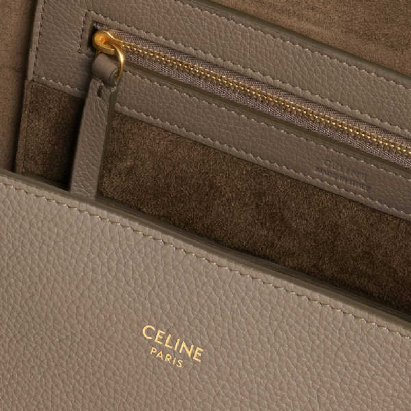 Celine Medium Phantom In Soft Grained Calfskin Cabas Gri Kahverengi | CL-593096