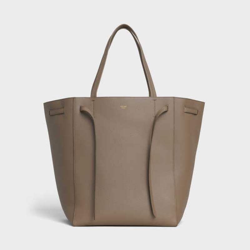 Celine Medium Phantom In Soft Grained Calfskin Cabas Gri Kahverengi | CL-593096