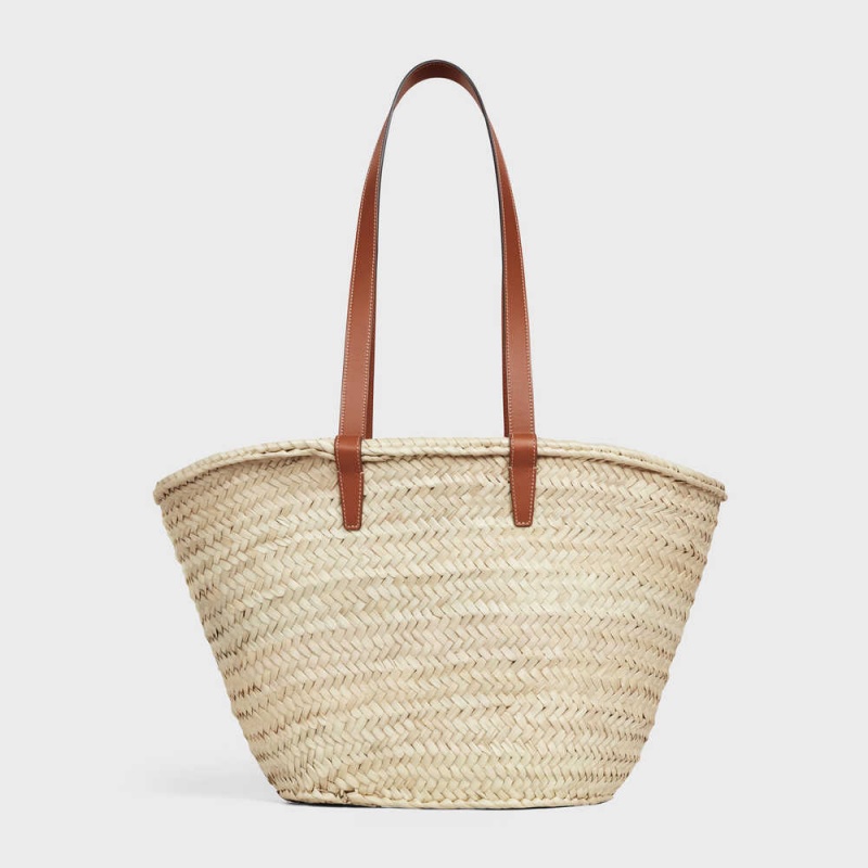 Celine Medium Triomphe Klasik In Palm Leaves And Calfskin Panier Kahverengi | CL-593069