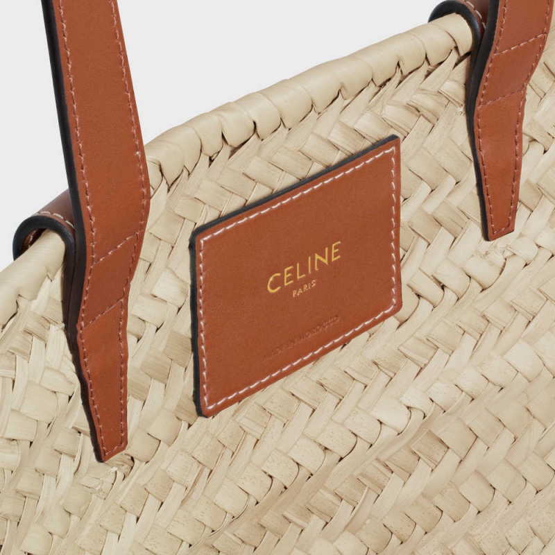 Celine Medium Triomphe Klasik In Palm Leaves And Calfskin Panier Kahverengi | CL-593069
