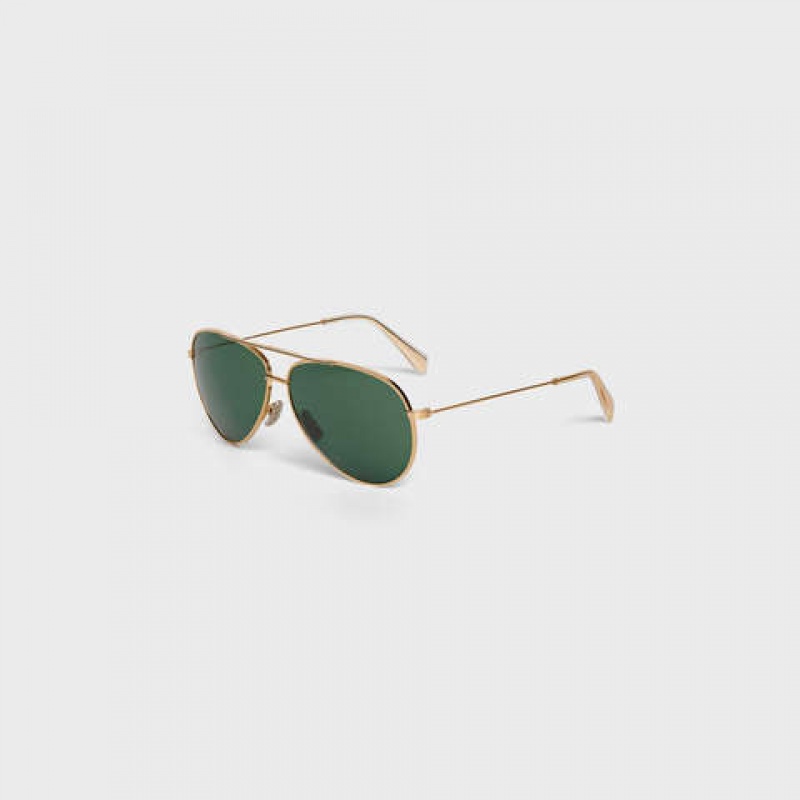 Celine Metal Frame 01 In Metal With Mineral Glass Lenses Güneş Gözlüğü Altın Yeşil | CL-591757