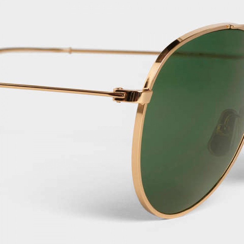 Celine Metal Frame 01 In Metal With Mineral Glass Lenses Güneş Gözlüğü Altın Yeşil | CL-591757