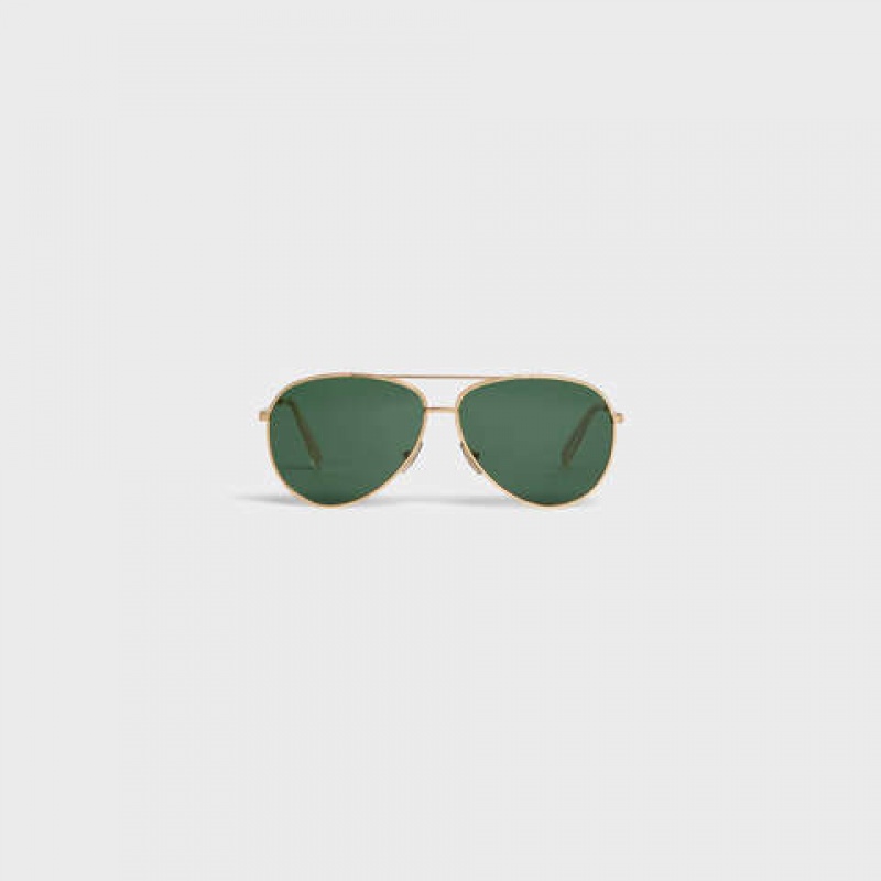 Celine Metal Frame 01 In Metal With Mineral Glass Lenses Güneş Gözlüğü Altın Yeşil | CL-591757
