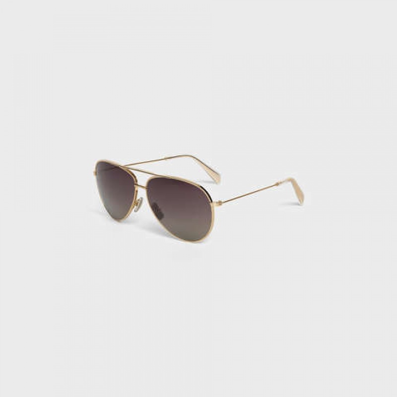 Celine Metal Frame 01 In Metal With Polarized Lenses Güneş Gözlüğü Altın Gri | CL-591758