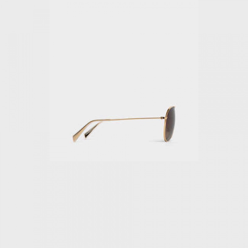 Celine Metal Frame 01 In Metal With Polarized Lenses Güneş Gözlüğü Altın Gri | CL-591758