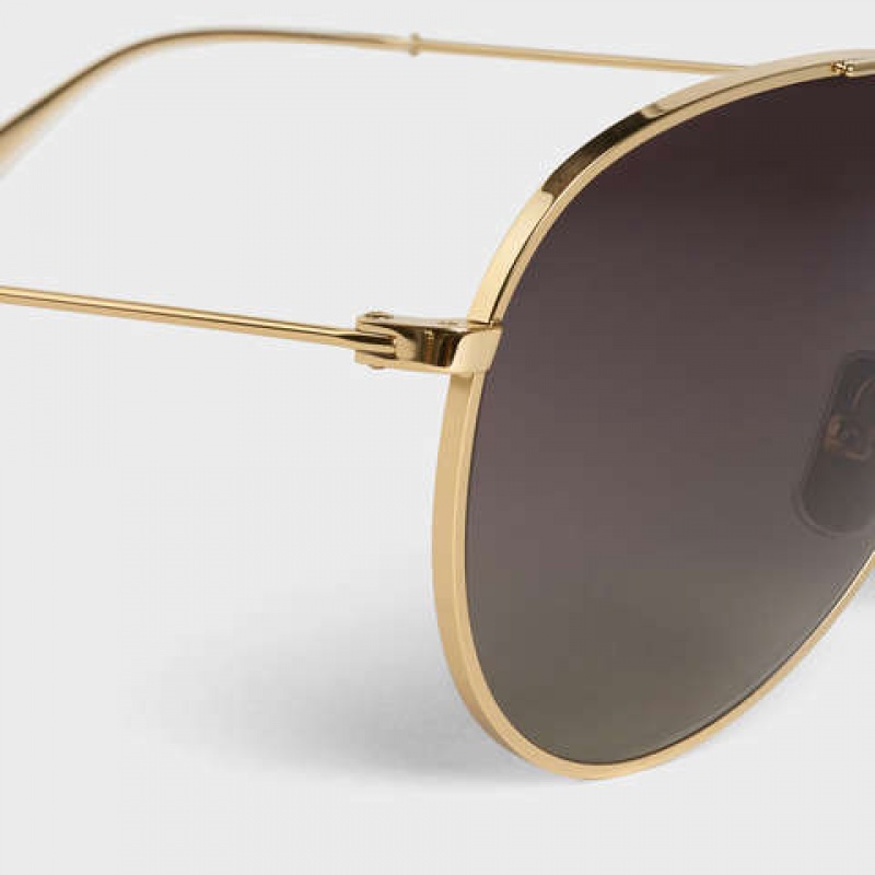 Celine Metal Frame 01 In Metal With Polarized Lenses Güneş Gözlüğü Altın Gri | CL-591758