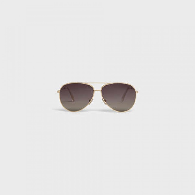 Celine Metal Frame 01 In Metal With Polarized Lenses Güneş Gözlüğü Altın Gri | CL-591758