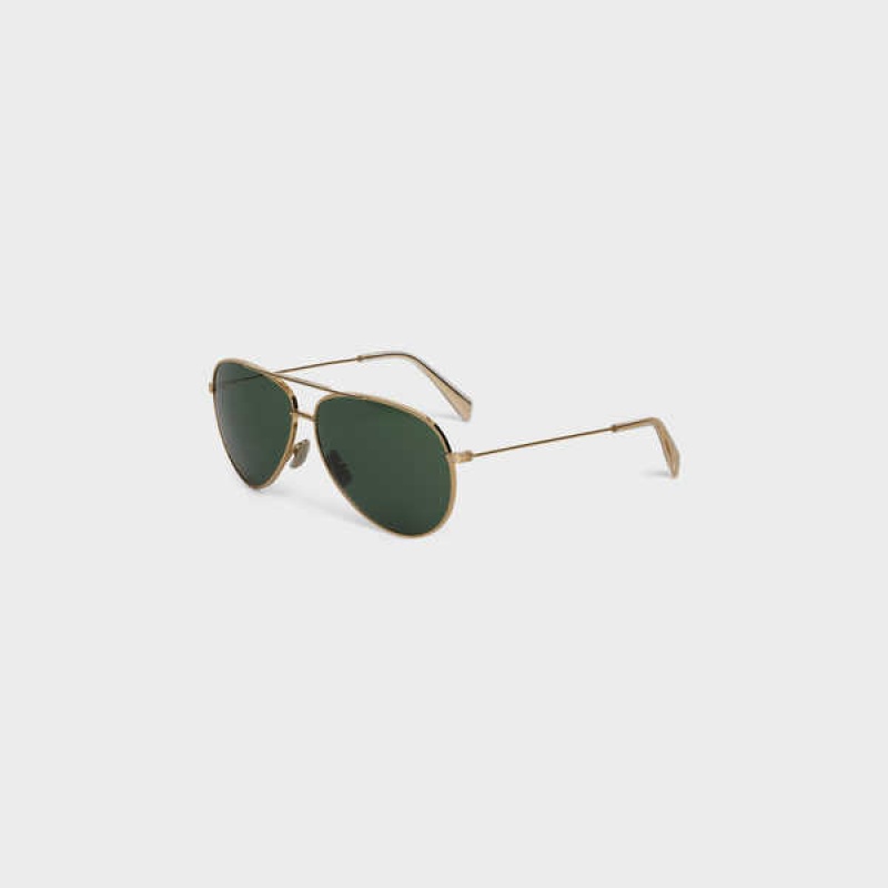Celine Metal Frame 02 In Metal With Mineral Glass Lenses Güneş Gözlüğü Altın Yeşil | CL-592410
