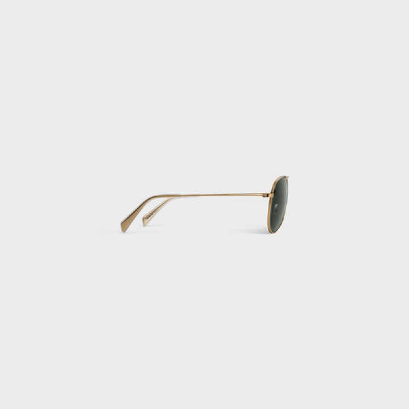 Celine Metal Frame 02 In Metal With Mineral Glass Lenses Güneş Gözlüğü Altın Yeşil | CL-592410
