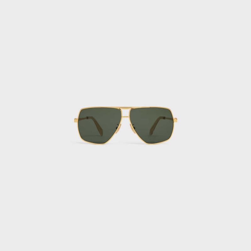 Celine Metal Frame 24 In Metal Güneş Gözlüğü Altın Yeşil | CL-592409