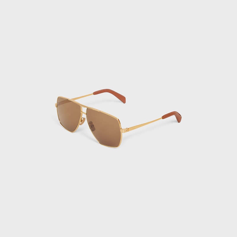 Celine Metal Frame 25 In Metal With Deri Güneş Gözlüğü Altın | CL-591756