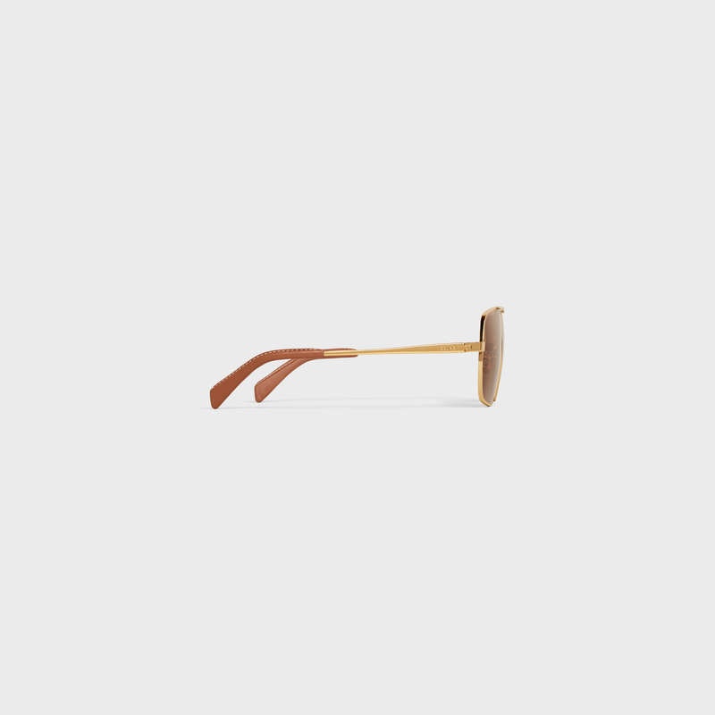 Celine Metal Frame 25 In Metal With Deri Güneş Gözlüğü Altın | CL-591756