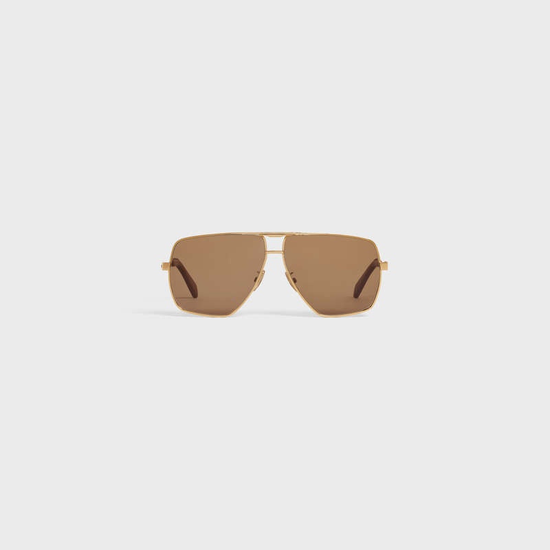Celine Metal Frame 25 In Metal With Deri Güneş Gözlüğü Altın | CL-591756