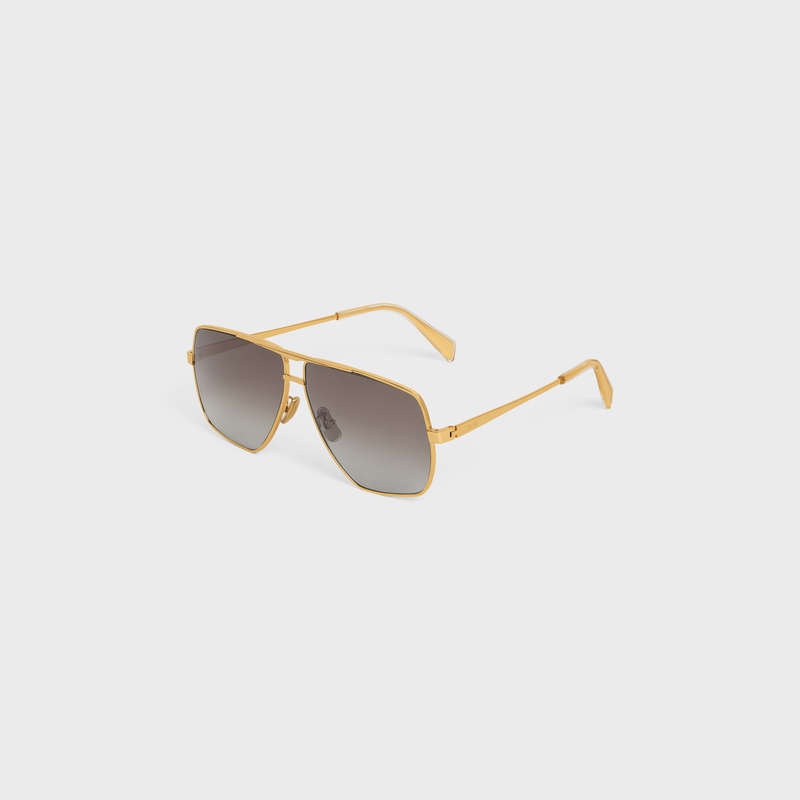 Celine Metal Frame 25 In Metal With Polarized Lenses Güneş Gözlüğü Altın Kahverengi | CL-591755