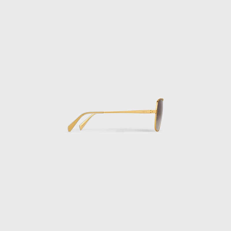 Celine Metal Frame 25 In Metal With Polarized Lenses Güneş Gözlüğü Altın Kahverengi | CL-591755