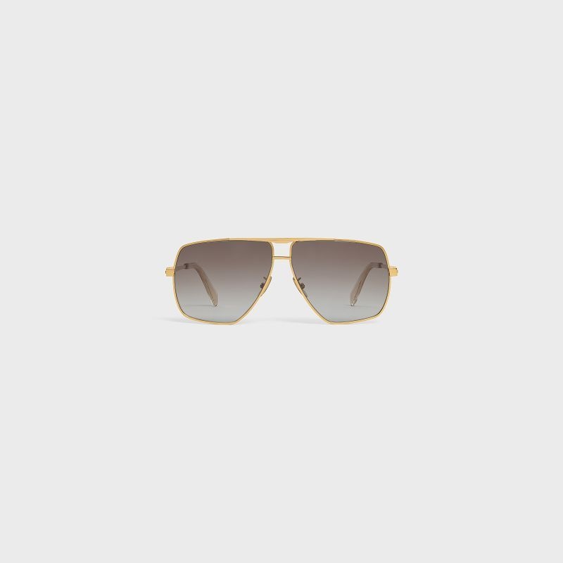 Celine Metal Frame 25 In Metal With Polarized Lenses Güneş Gözlüğü Altın Kahverengi | CL-591755